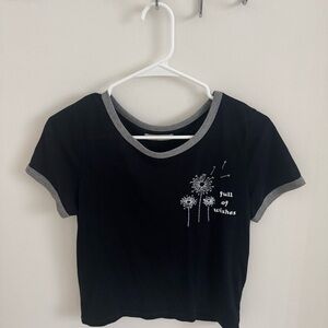 Hollister Black Ringer Tee with White Dandelion Detail